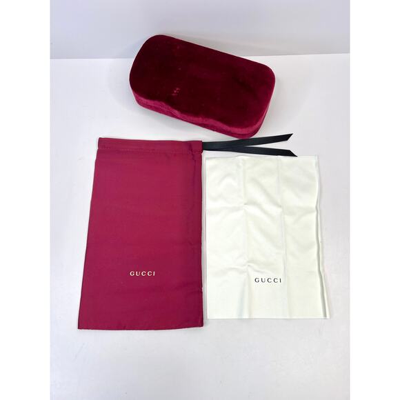 Gucci Burgundy Velvet Glasses Large Hard Case Cloth, & Dust Bag (No Glasses) - Picture 3 of 13